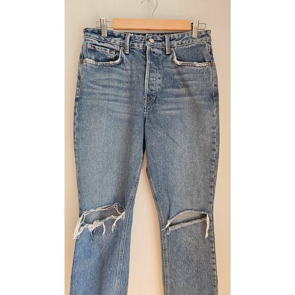 GRLFRND JEANS  The Karolina High Rise Distressed Straight Crop Denim Jeans Sz 28 - Picture 6 of 11